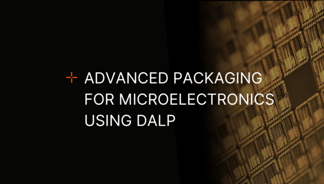 A blog banner image featuring the text "Advanced Packaging for Microelectronics Using DALP" overlaid on an image of microelectronics