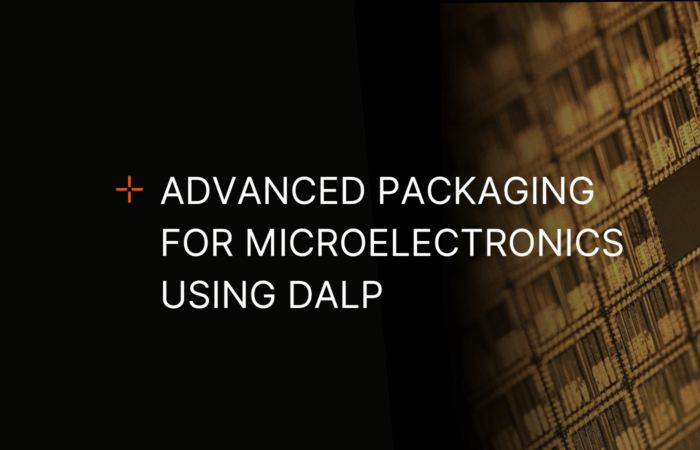 A blog banner image featuring the text "Advanced Packaging for Microelectronics Using DALP" overlaid on an image of microelectronics